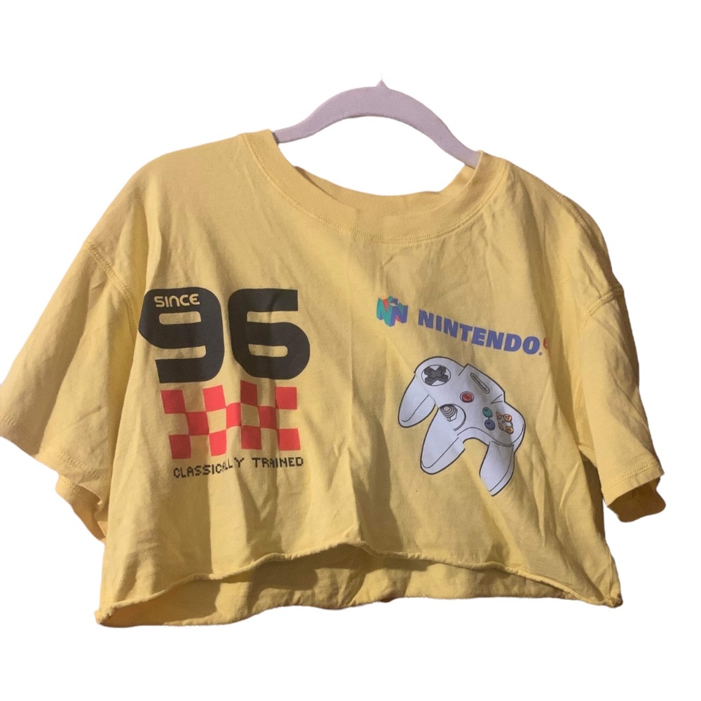 Nintendo Since 96 Yellow Crop Top Round Neck